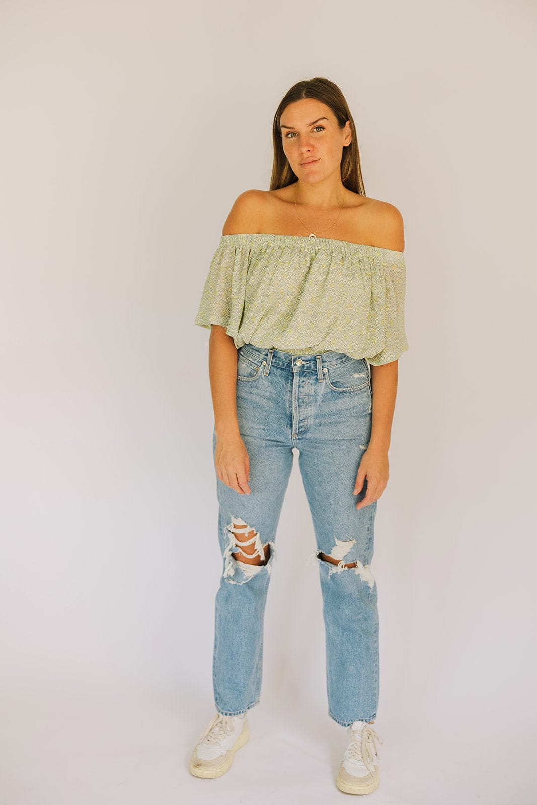 Off Shoulder Soft Floral Top