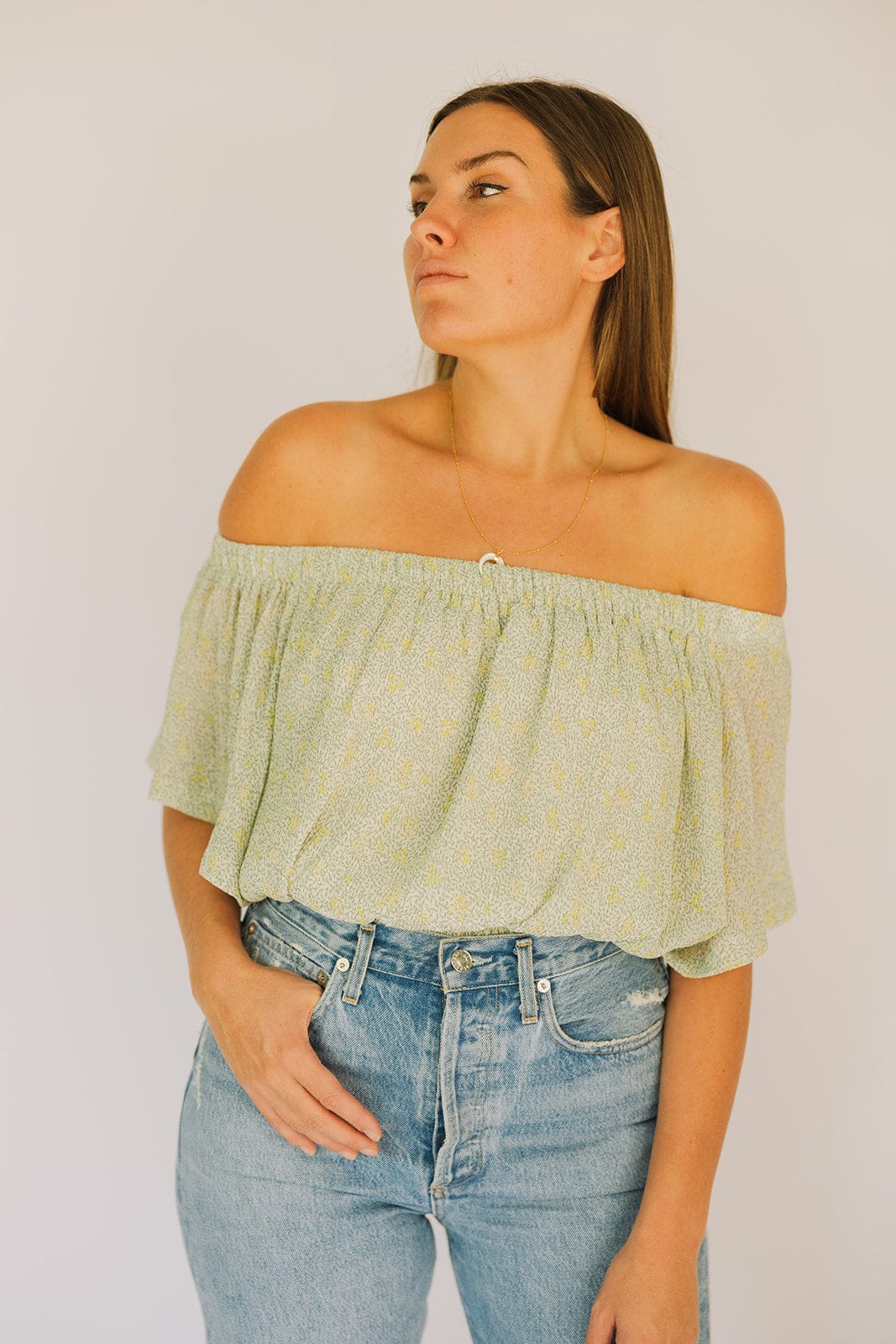 Off Shoulder Soft Floral Top