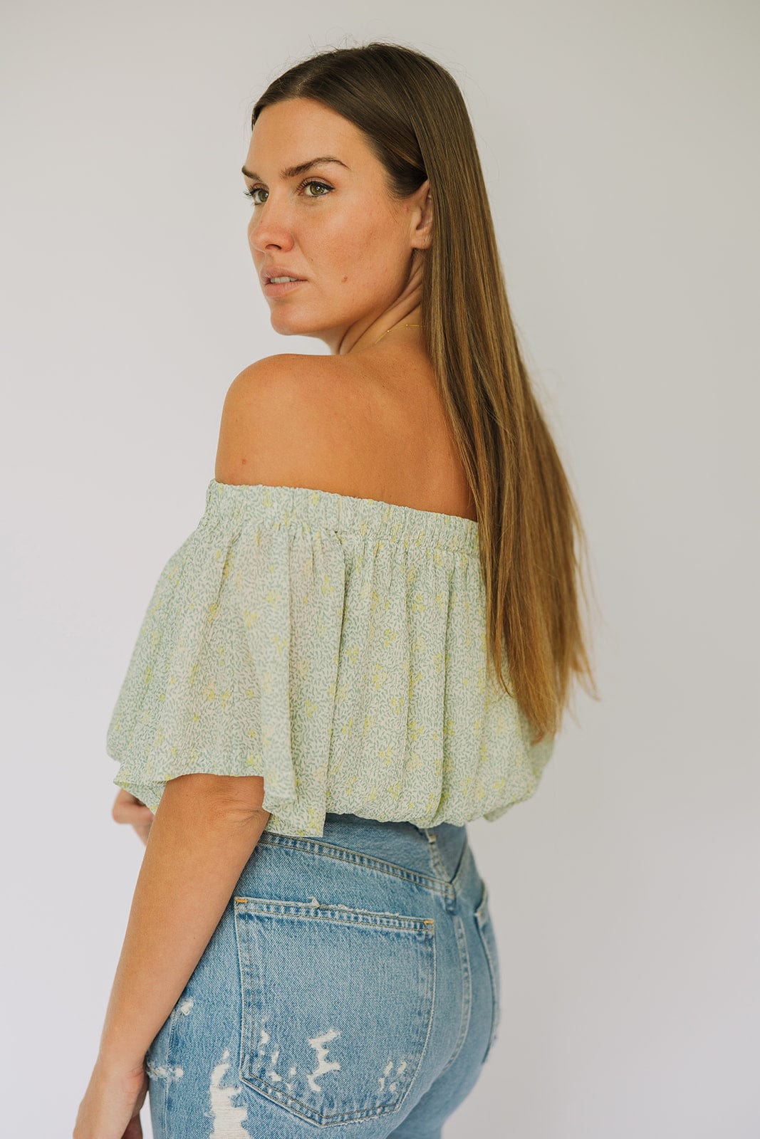 Off Shoulder Soft Floral Top