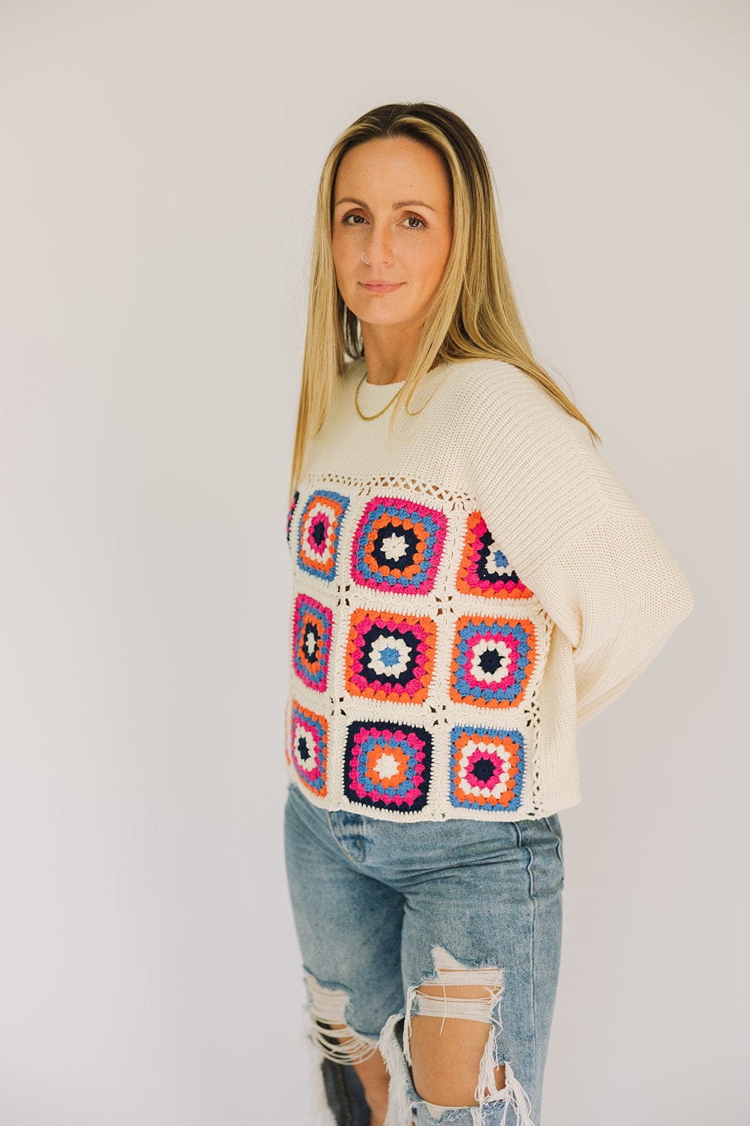 Color Pop Crochet Sweater
