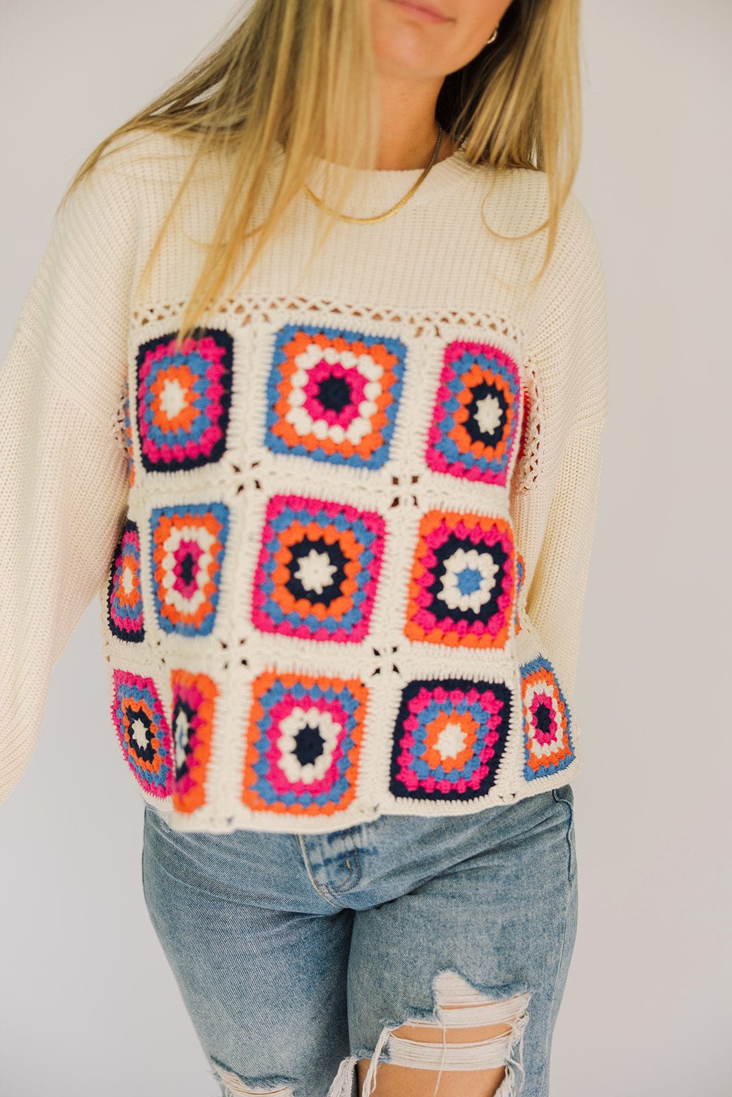 Color Pop Crochet Sweater