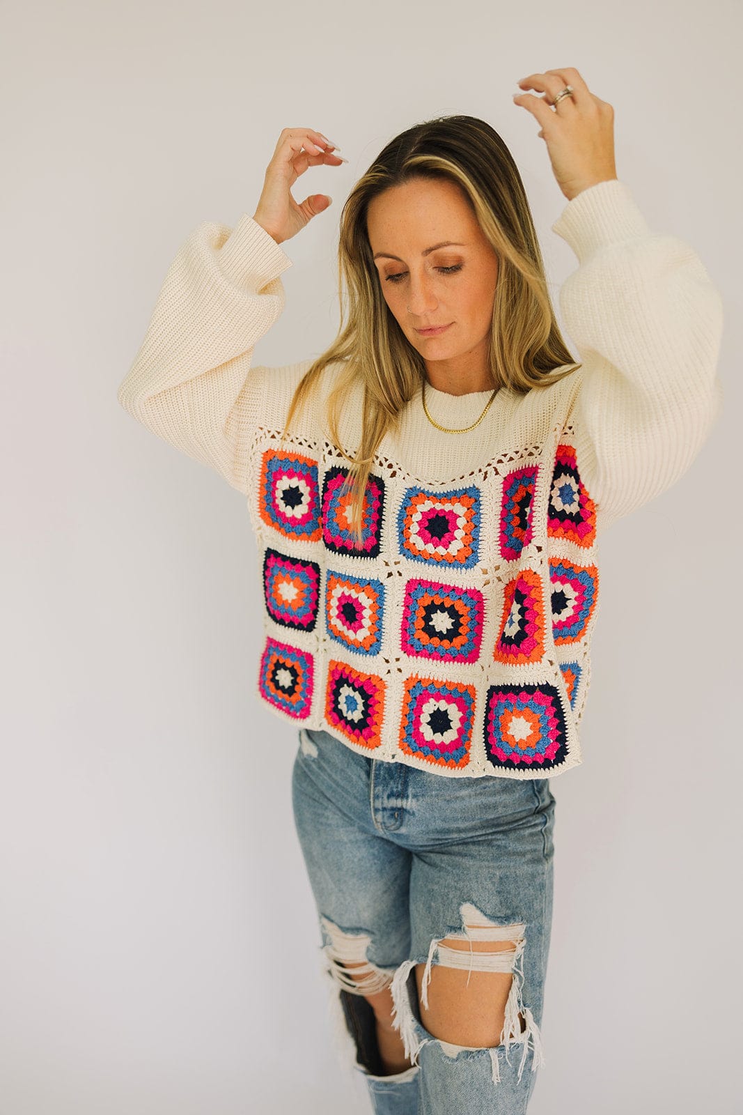 Color Pop Crochet Sweater
