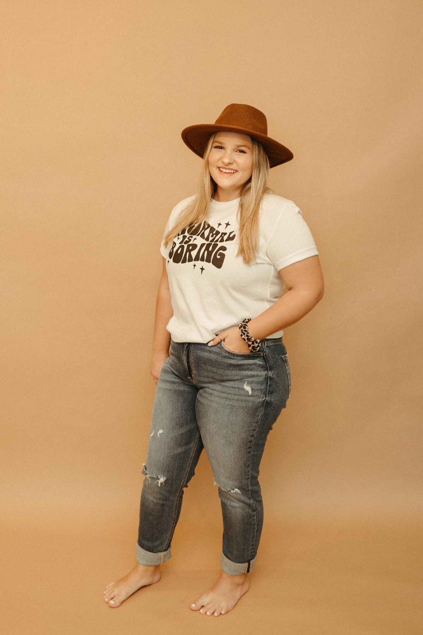 Distressed Double Cuffed Mom Jeans
