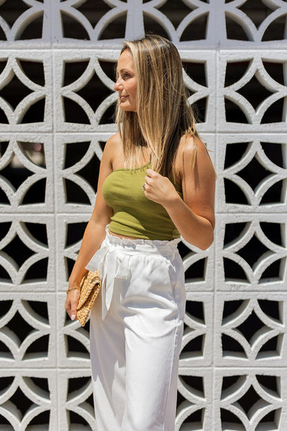 Olive Twist One Shoulder Tank