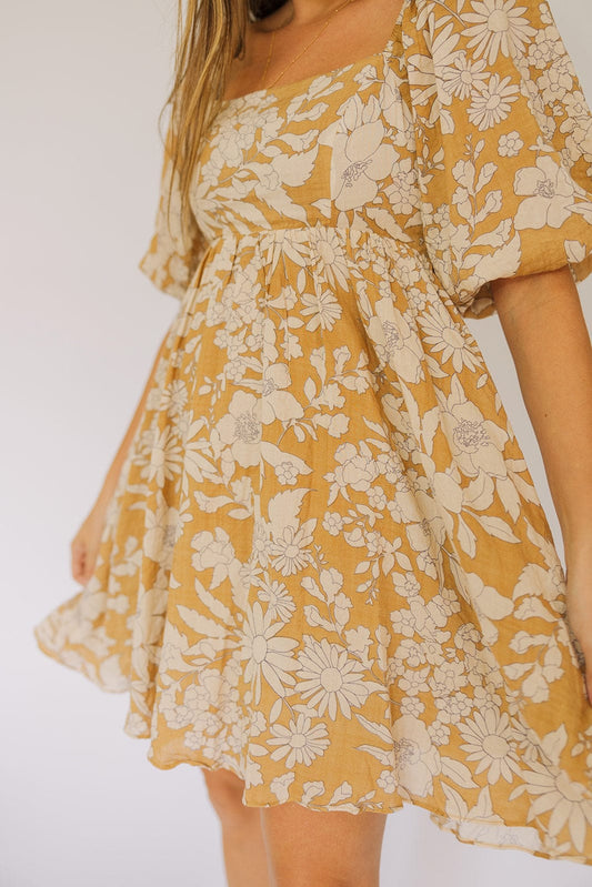 Mustard Floral Babydoll Dress