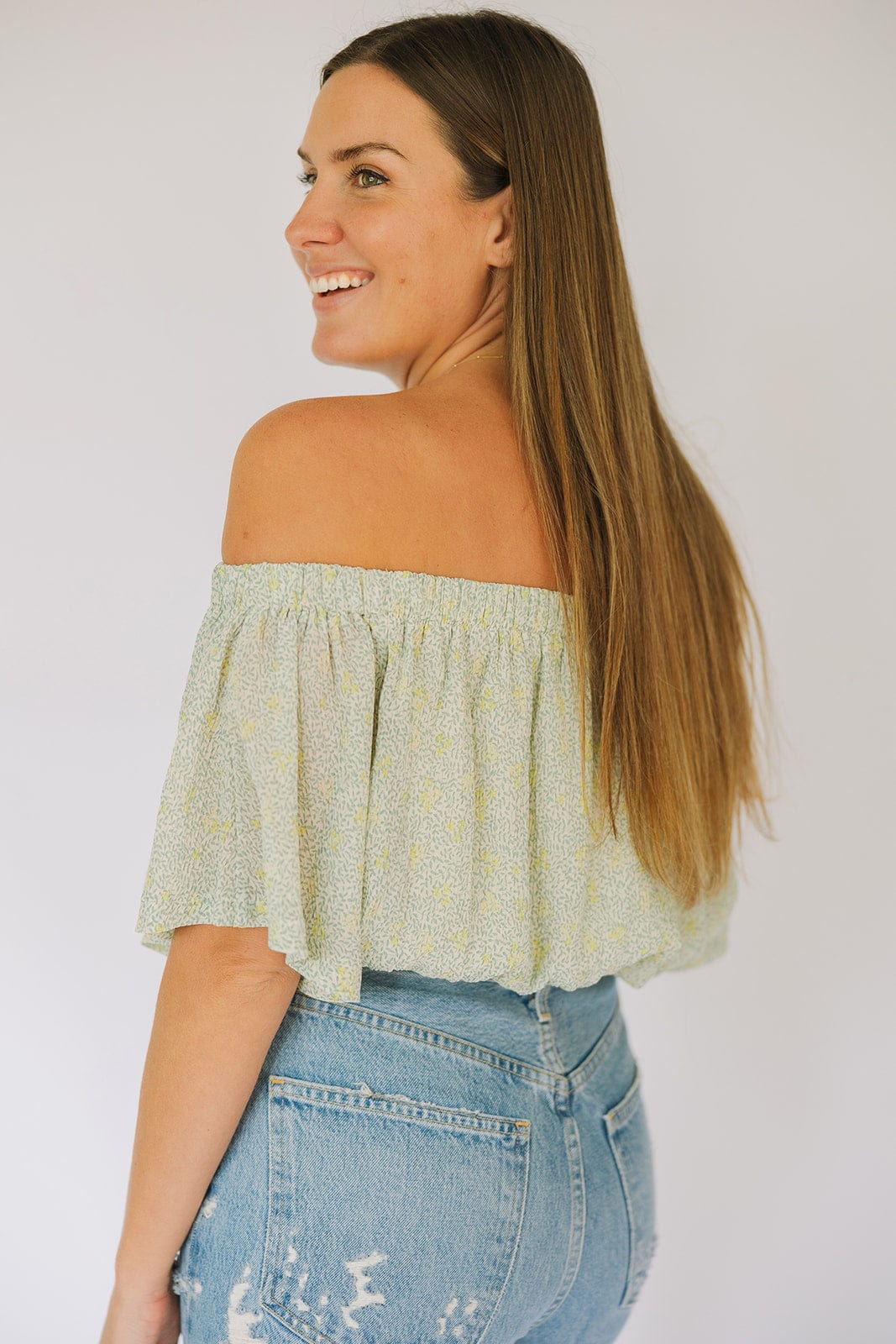 Off Shoulder Soft Floral Top
