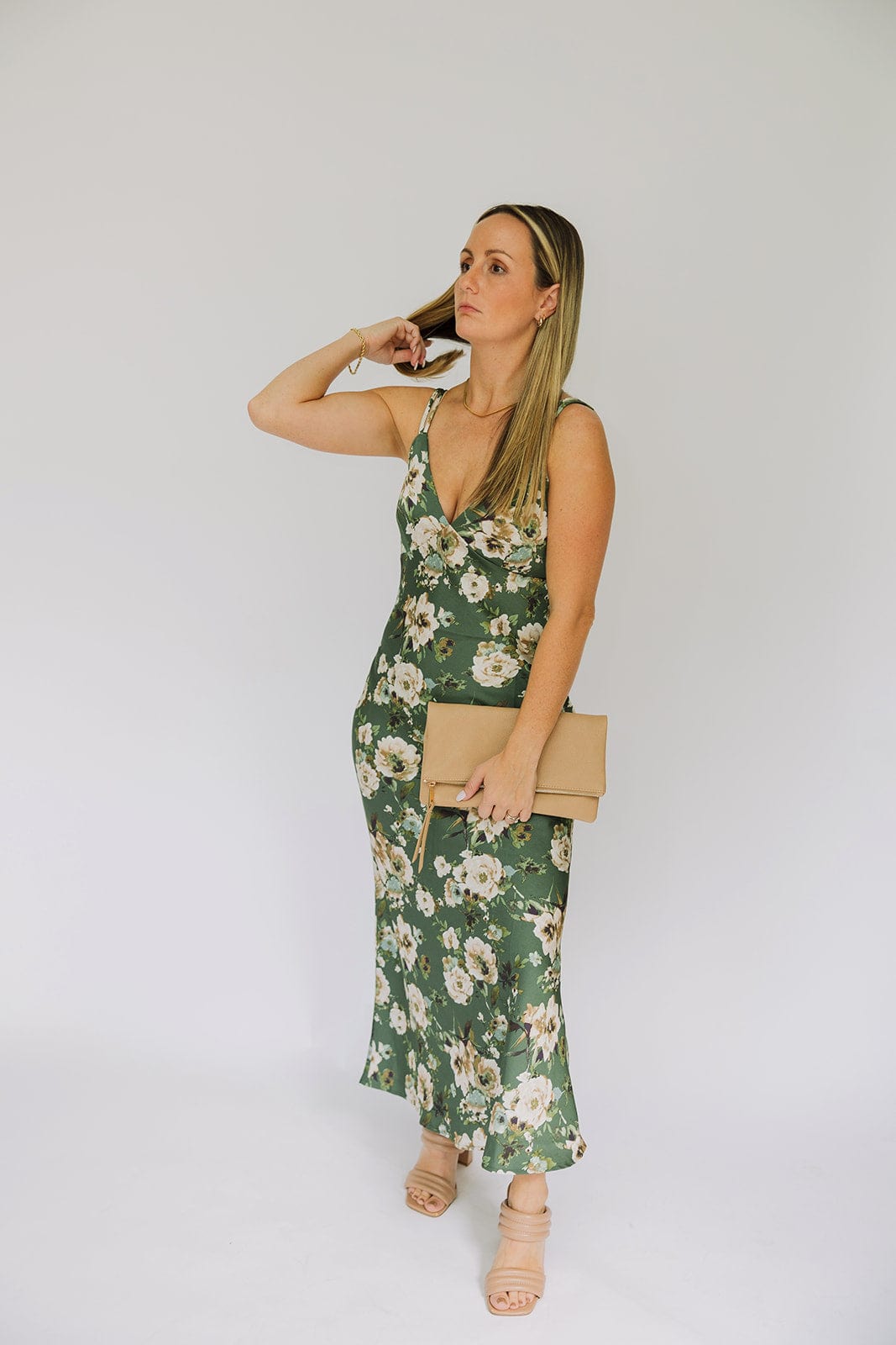 Satin Floral Midi Dress