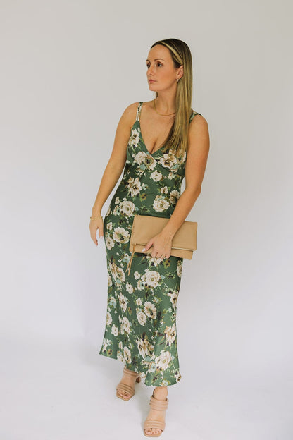 Satin Floral Midi Dress