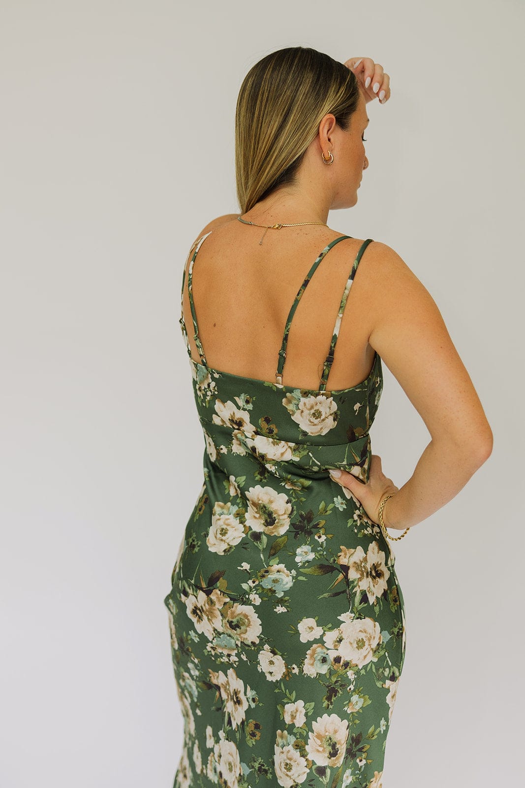 Satin Floral Midi Dress
