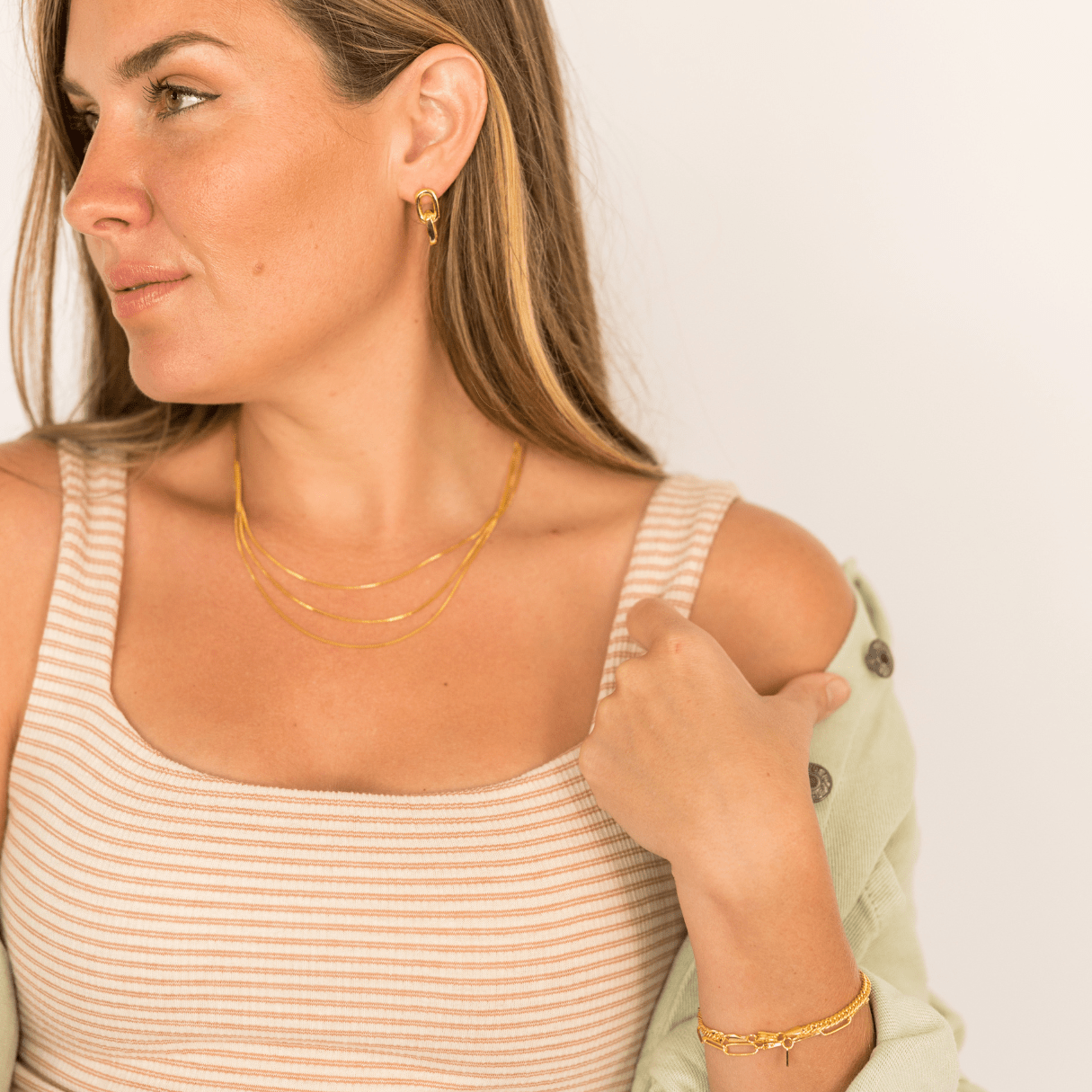 Gold Link Earrings